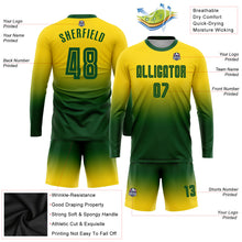 Charger l'image dans la galerie, Custom Gold Green Sublimation Long Sleeve Fade Fashion Soccer Uniform Jersey