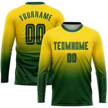Charger l'image dans la galerie, Custom Gold Green Sublimation Long Sleeve Fade Fashion Soccer Uniform Jersey