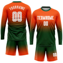 Charger l'image dans la galerie, Custom Orange White-Green Sublimation Long Sleeve Fade Fashion Soccer Uniform Jersey