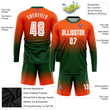 Charger l'image dans la galerie, Custom Orange White-Green Sublimation Long Sleeve Fade Fashion Soccer Uniform Jersey