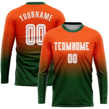 Charger l'image dans la galerie, Custom Orange White-Green Sublimation Long Sleeve Fade Fashion Soccer Uniform Jersey