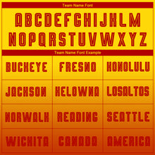 Charger l'image dans la galerie, Custom Gold Red Sublimation Long Sleeve Fade Fashion Soccer Uniform Jersey