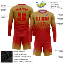 Load image into Gallery viewer, Custom Old Gold Red Sublimation Long Sleeve Fade Fashion Soccer Uniform Jersey
