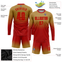 Charger l'image dans la galerie, Custom Old Gold Red Sublimation Long Sleeve Fade Fashion Soccer Uniform Jersey