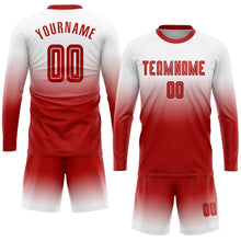 Load image into Gallery viewer, Custom White Red Sublimation Long Sleeve Fade Fashion Soccer Uniform Jersey