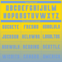 Charger l'image dans la galerie, Custom Gold Light Blue Sublimation Long Sleeve Fade Fashion Soccer Uniform Jersey