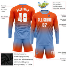 Charger l'image dans la galerie, Custom Orange White-Light Blue Sublimation Long Sleeve Fade Fashion Soccer Uniform Jersey