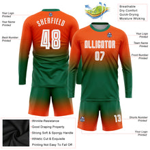 Laden Sie das Bild in den Galerie-Viewer, Custom Orange White-Kelly Green Sublimation Long Sleeve Fade Fashion Soccer Uniform Jersey