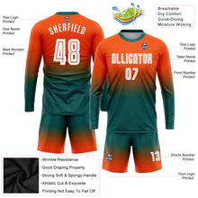 Charger l'image dans la galerie, Custom Orange White-Teal Sublimation Long Sleeve Fade Fashion Soccer Uniform Jersey