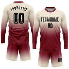 Charger l'image dans la galerie, Custom Cream Black-Crimson Sublimation Long Sleeve Fade Fashion Soccer Uniform Jersey