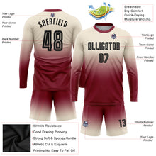 Charger l'image dans la galerie, Custom Cream Black-Crimson Sublimation Long Sleeve Fade Fashion Soccer Uniform Jersey