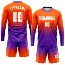 Charger l'image dans la galerie, Custom Orange White-Purple Sublimation Long Sleeve Fade Fashion Soccer Uniform Jersey