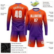 Charger l'image dans la galerie, Custom Orange White-Purple Sublimation Long Sleeve Fade Fashion Soccer Uniform Jersey
