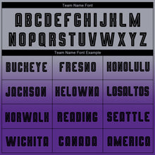 Laden Sie das Bild in den Galerie-Viewer, Custom Gray Black-Purple Sublimation Long Sleeve Fade Fashion Soccer Uniform Jersey