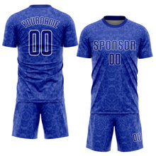 Laden Sie das Bild in den Galerie-Viewer, Custom Royal Royal-White Sublimation Soccer Uniform Jersey