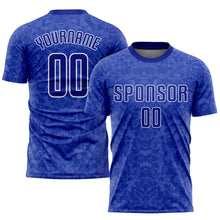 Laden Sie das Bild in den Galerie-Viewer, Custom Royal Royal-White Sublimation Soccer Uniform Jersey