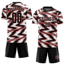 Load image into Gallery viewer, Custom White Black-Red Sublimation Soccer Uniform Jersey