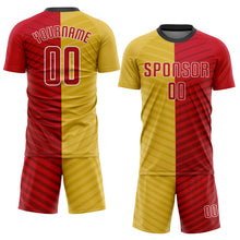 Laden Sie das Bild in den Galerie-Viewer, Custom Gold Red-White Sublimation Soccer Uniform Jersey