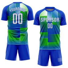 Charger l'image dans la galerie, Custom Royal White-Kelly Green Sublimation Soccer Uniform Jersey