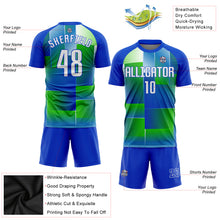 Charger l'image dans la galerie, Custom Royal White-Kelly Green Sublimation Soccer Uniform Jersey