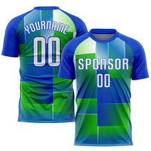 Charger l'image dans la galerie, Custom Royal White-Kelly Green Sublimation Soccer Uniform Jersey