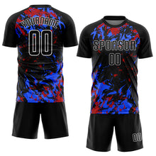 Загрузить изображение в средство просмотра галереи, Custom Black Black Royal-Red Sublimation Soccer Uniform Jersey