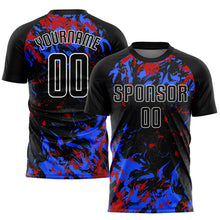 Загрузить изображение в средство просмотра галереи, Custom Black Black Royal-Red Sublimation Soccer Uniform Jersey