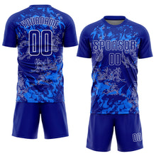 Laden Sie das Bild in den Galerie-Viewer, Custom Royal Royal-White Sublimation Soccer Uniform Jersey