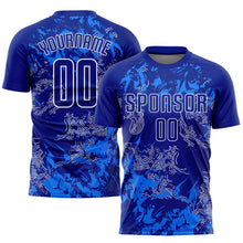 Laden Sie das Bild in den Galerie-Viewer, Custom Royal Royal-White Sublimation Soccer Uniform Jersey
