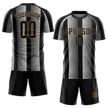Laden Sie das Bild in den Galerie-Viewer, Custom Black Black-Old Gold Sublimation Soccer Uniform Jersey