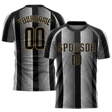 Laden Sie das Bild in den Galerie-Viewer, Custom Black Black-Old Gold Sublimation Soccer Uniform Jersey