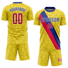 Laden Sie das Bild in den Galerie-Viewer, Custom Gold Red-Royal Sublimation Soccer Uniform Jersey