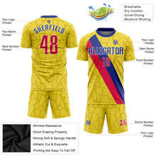 Laden Sie das Bild in den Galerie-Viewer, Custom Gold Red-Royal Sublimation Soccer Uniform Jersey