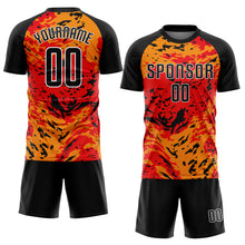 Загрузить изображение в средство просмотра галереи, Custom Red Black-Gold Sublimation Soccer Uniform Jersey