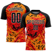 Загрузить изображение в средство просмотра галереи, Custom Red Black-Gold Sublimation Soccer Uniform Jersey
