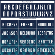 Load image into Gallery viewer, Custom Navy White-Teal Sublimation Soccer Uniform Jersey