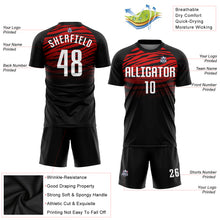 Laden Sie das Bild in den Galerie-Viewer, Custom Black White-Red Sublimation Soccer Uniform Jersey