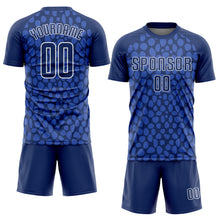 Laden Sie das Bild in den Galerie-Viewer, Custom Royal Navy White Sublimation Soccer Uniform Jersey