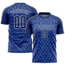Laden Sie das Bild in den Galerie-Viewer, Custom Royal Navy White Sublimation Soccer Uniform Jersey