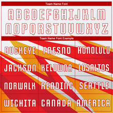 Загрузить изображение в средство просмотра галереи, Custom Red White-Gold Sublimation Soccer Uniform Jersey