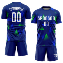 Charger l'image dans la galerie, Custom Royal White-Kelly Green Sublimation Soccer Uniform Jersey