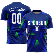 Charger l'image dans la galerie, Custom Royal White-Kelly Green Sublimation Soccer Uniform Jersey