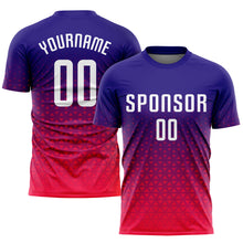 Charger l'image dans la galerie, Custom Purple White-Hot Pink Sublimation Soccer Uniform Jersey