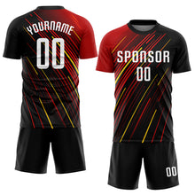 Load image into Gallery viewer, Custom Red White Black-Gold Sublimation Soccer Uniform Jersey