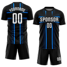 Charger l'image dans la galerie, Custom Black White-Light Blue Sublimation Soccer Uniform Jersey