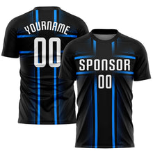 Charger l'image dans la galerie, Custom Black White-Light Blue Sublimation Soccer Uniform Jersey