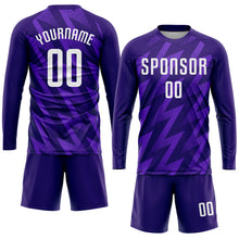 Charger l'image dans la galerie, Custom Purple White Sublimation Soccer Uniform Jersey