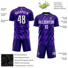 Charger l'image dans la galerie, Custom Purple White Sublimation Soccer Uniform Jersey
