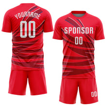 Загрузить изображение в средство просмотра галереи, Custom Red White Sublimation Soccer Uniform Jersey