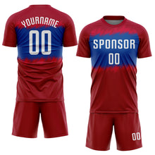 Загрузить изображение в средство просмотра галереи, Custom Crimson White-Royal Sublimation Soccer Uniform Jersey